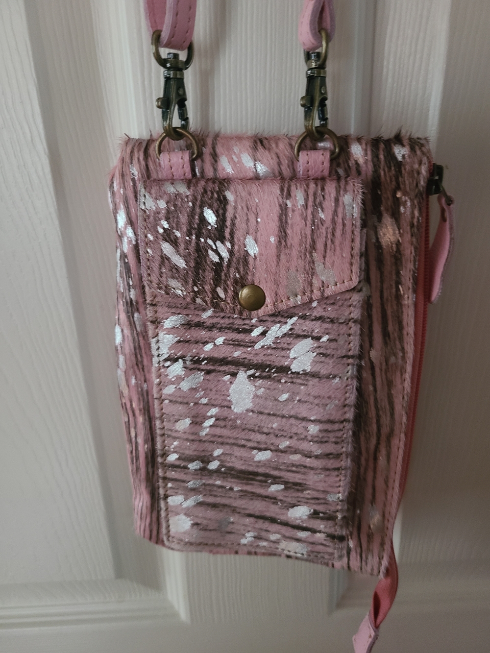 Myra Pink Phone Case Bag with Metallic Splatter